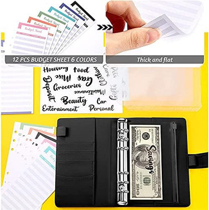 MATHARAGO Budget Binder, Cash Envelopes for Budgeting, Money Organizer for Cash, 12Pcs Budget Binder with Cash Envelopes, Marble 6-Ring Money Saving Binder(Marble-Grey)