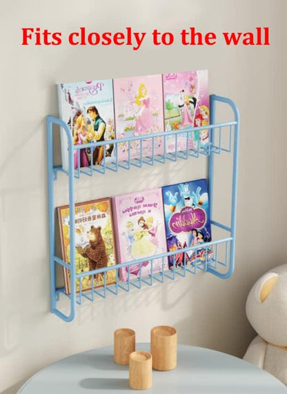 Bookshelf,Wall Mounted Shelves,2 Tier Kids Bookcase and Wall Bookshelf,Iron Hung Bracke Storage Shelves Display Shelf for Bedroom, Living Room, Office (A-G598-2 Tier-55cm)