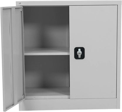 RIGID Office Cupboard Low Height, Steel Filing Cupboard, Cabinet with Shelves Storage Compartment (Black)