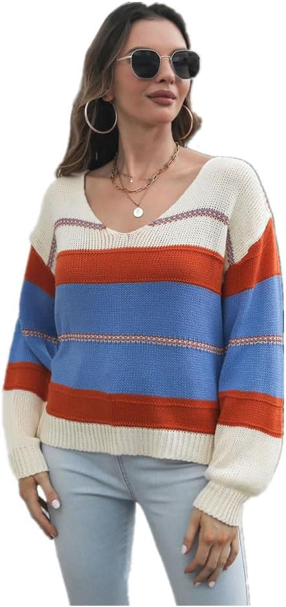 CUOREZ Long Sleeve Knitted Sweater Women's Loose Autumn Winter Women's Sweater