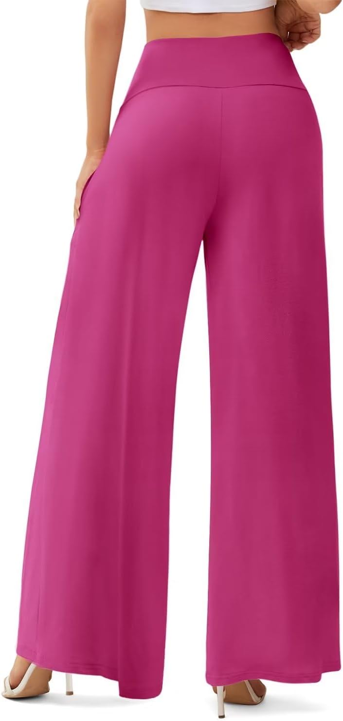 JZC Women's Wide Leg Casual Pants Cross Waist Palazzo Lounge Pajama Flowy Pants Yoga Sweatpants with Pockets