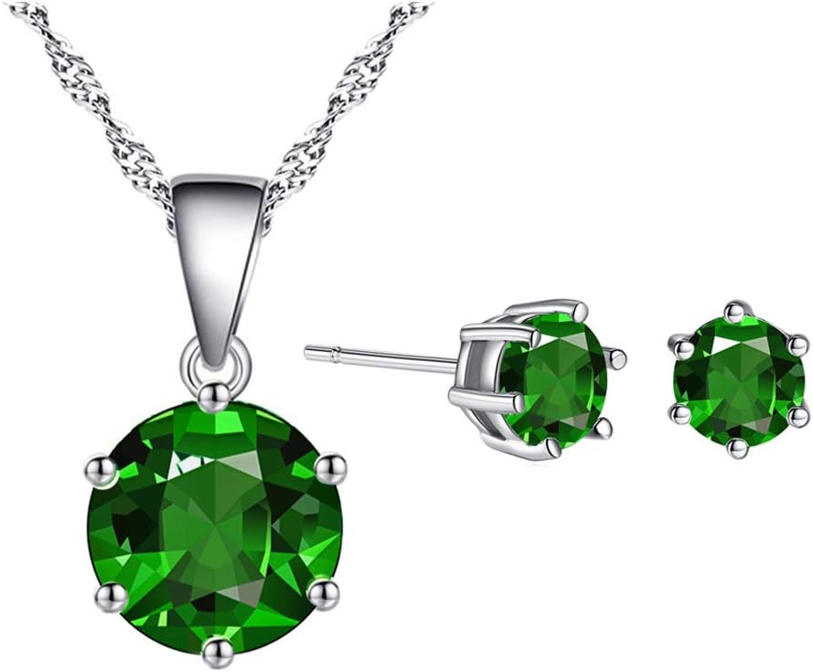 Simple Elegant Cubic Zirconia Jewelry Set - Simulated Diamond Necklace and Stud Earring Set Women Jewelry Gift