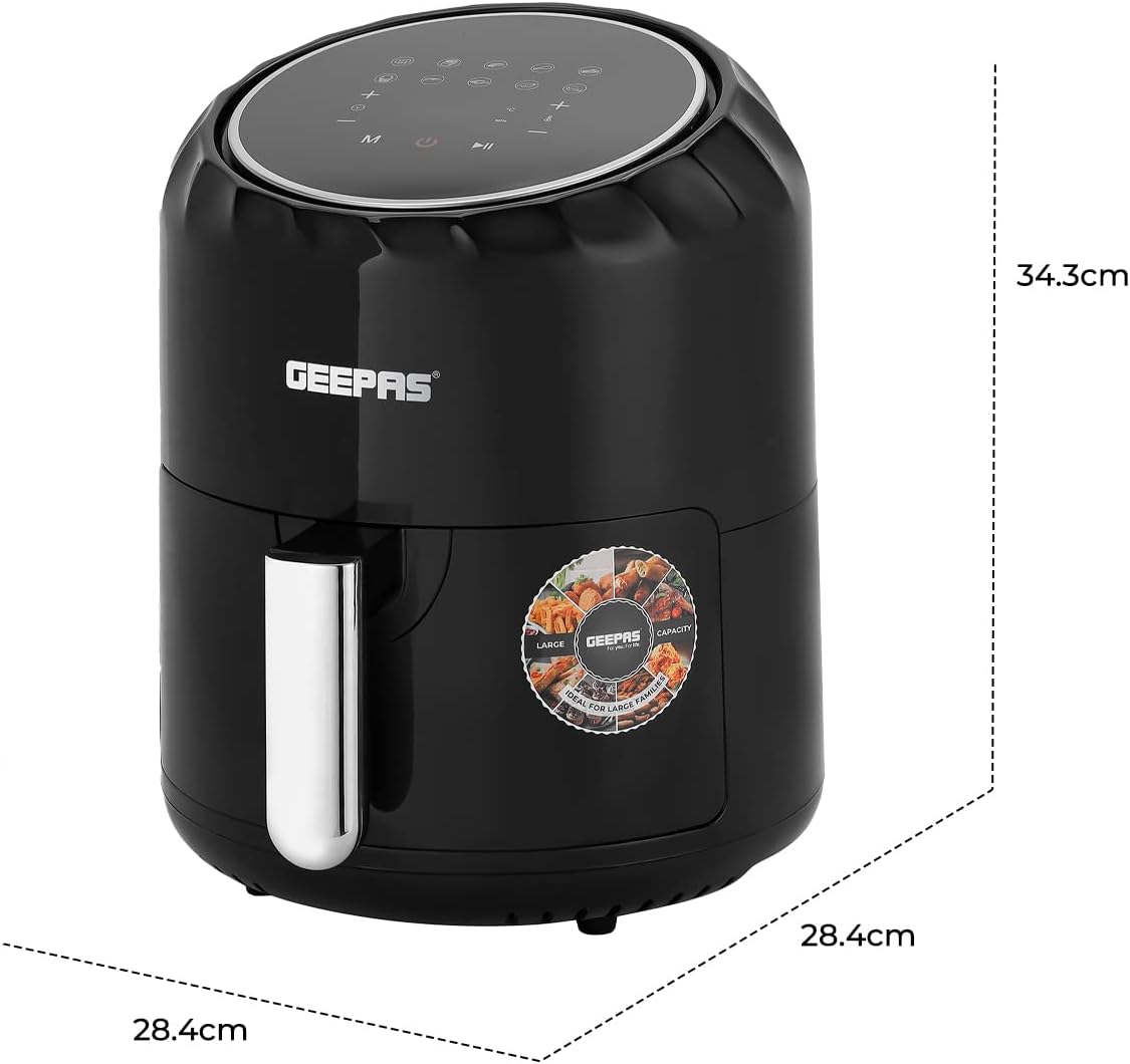 Geepas Digital Air Fryer, Black, 1400W, 3.5 Liter Capacity, GAF37512, 2 Year Manufacturer Warranty