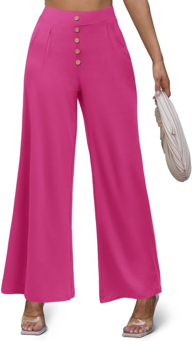 JZC Women's Wide Leg Casual Pants Cross Waist Palazzo Lounge Pajama Flowy Pants Yoga Sweatpants with Pockets