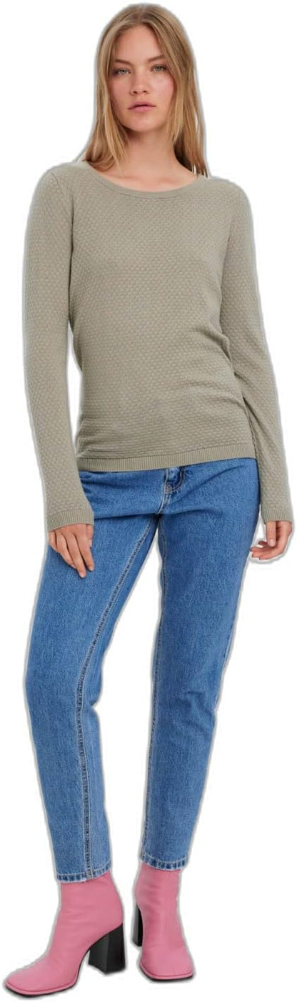 Vero Moda Women's Vmcare Structure Ls O-neck Blou Ga Noos Sweater