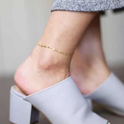 Tasiso Dainty Ankle Bracelets for Women 14K Gold Plated Paper Clip Figaro Satellite Beaded Link Chain Anklets Simple Cuban Lip Chain Anklet Bracelet Summer Beach Foot Jewelry Gift