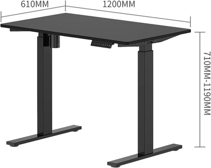 TDOO Lifting table Electric Standing Deskwith Memory Control, Height Adjustable Desk Electric Sit Stand Desk Home Office Desks Whole Piece Desk Board with Preset Controller (Black Frame + Black top)