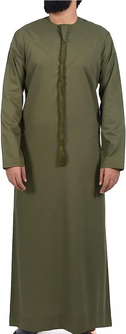 YATHREB EVERYDAY EMIRATI KANDORA GREEN Arab Thobe, Dishdasha, Kandora Arabic Muslim Islamic Muslim Robe For Men's with Long Sleeve Round Neck, Soft and Skin comfortable, Drapey, Breathable