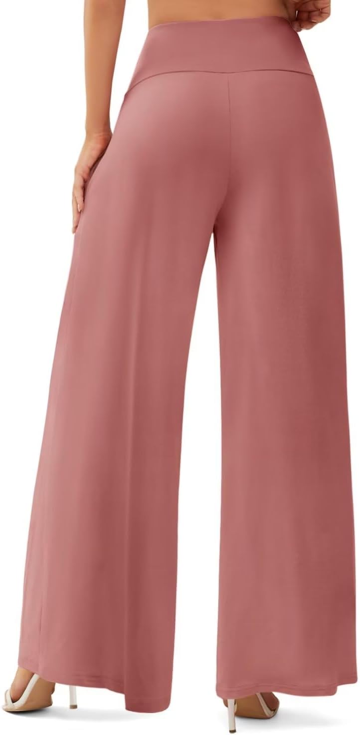 JZC Women's Wide Leg Casual Pants Cross Waist Palazzo Lounge Pajama Flowy Pants Yoga Sweatpants with Pockets