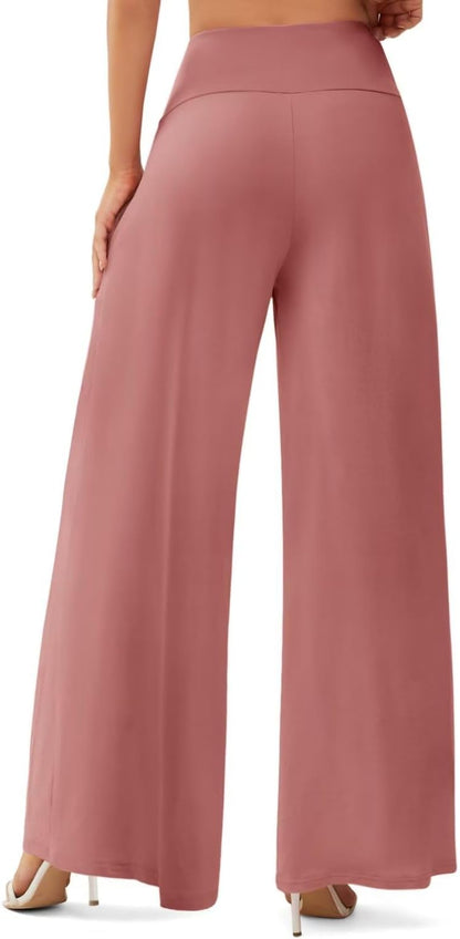 JZC Women's Wide Leg Casual Pants Cross Waist Palazzo Lounge Pajama Flowy Pants Yoga Sweatpants with Pockets