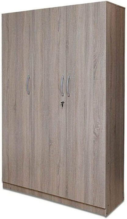 PAN Home Decasta 3 Door Wardrobe, Grey - 180 x 121 x 42 cm