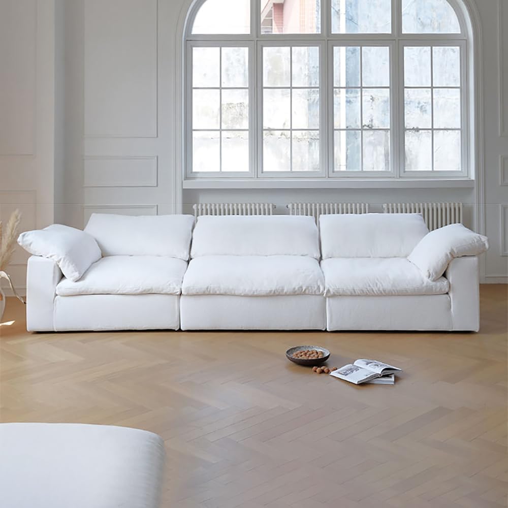 Karnak Cloud 3 Seater Luxury Couch Modern Design Sectional Sofa For Living Room Furniture With Free Installation Color - White