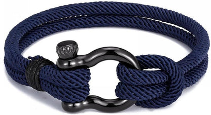 Goodern Mens Bracelet,Casual Sturdy Men's Handmade Milan Rope Braided Bracelet Horseshoe Buckle Stainless Steel Wristband Bracelet I Will Always Be with You Nautical Bracelet Great Gifts for Men-Black