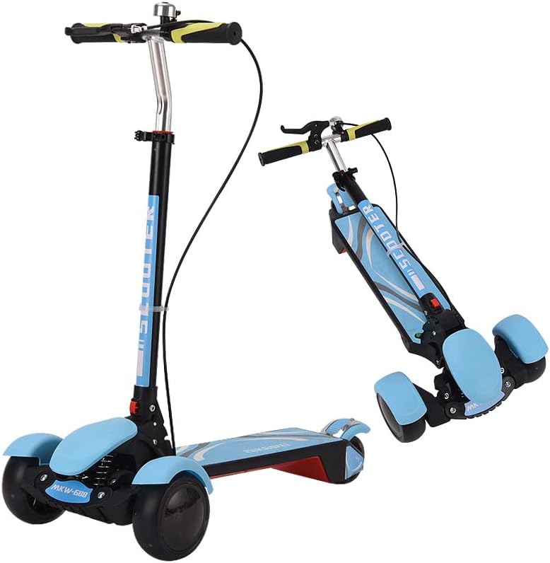 HONELEVO Kick Scooter Three Wheels, 5 Adjustable Height with LED Flashing Light and Music, For Children Age 3 Years and Up