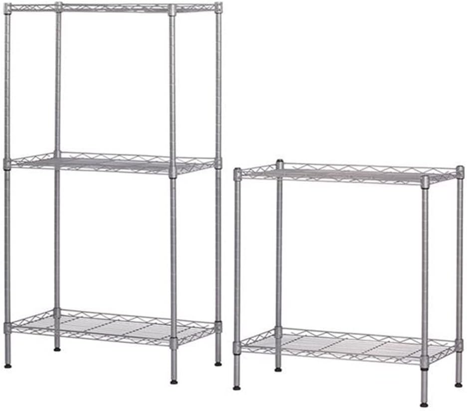 BEONE DIY Height Adjustable Metal Wire Storage Shelving Shelves Rack Unit for Home Bathroom Kitchen Office Warehouse Garage, Gray, Max 5 Tier (Gray)