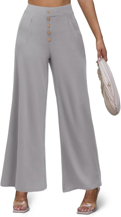 JZC Women's Wide Leg Casual Pants Cross Waist Palazzo Lounge Pajama Flowy Pants Yoga Sweatpants with Pockets