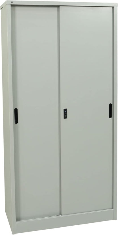 RIGID Steel Cupboard Sliding Door, Steel Filing Cupboard, Cabinet with Shelves Storage (White)