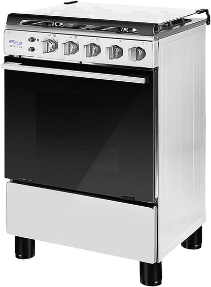 Super General Freestanding Gas-Cooker 4-Burner Full-Safety, Stainless-Steel Cooker, Gas Oven with Rotisserie, Thermostat, Auto-Ignition, Silver, 60 x 60 x 85 cm, SGC-601-FS, 1 Year Warranty