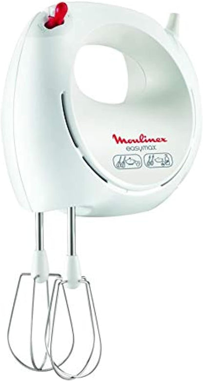 MOULINEX Hand Mixer, Quick Mix Mixer for Whipping and dough kneading, 5 speeds, stainless steel beaters and dough hooks, HM310127