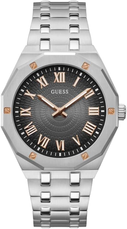 GUESS Silver-Tone Sunburst Analog Watch