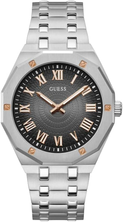 GUESS Silver-Tone Sunburst Analog Watch