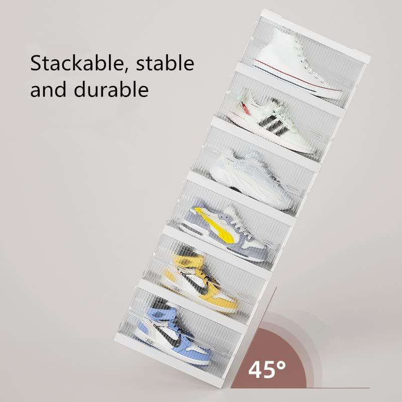 3 Pack Shoe Storage Box, Installation-free Foldable Shoes Organizer,Clear Plastic Stackable Shoes Container for Closet,Sneaker Box Bins