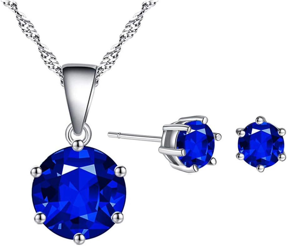 Simple Elegant Cubic Zirconia Jewelry Set - Simulated Diamond Necklace and Stud Earring Set Women Jewelry Gift