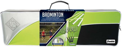 Franklin Sports Badminton Sets - Portable Badminton Nets + Rackets - Backyard Lawn + Beach Badminton Sets with (4) Steel Rackets + (2) Birdies Included - Adult + Kids Sets