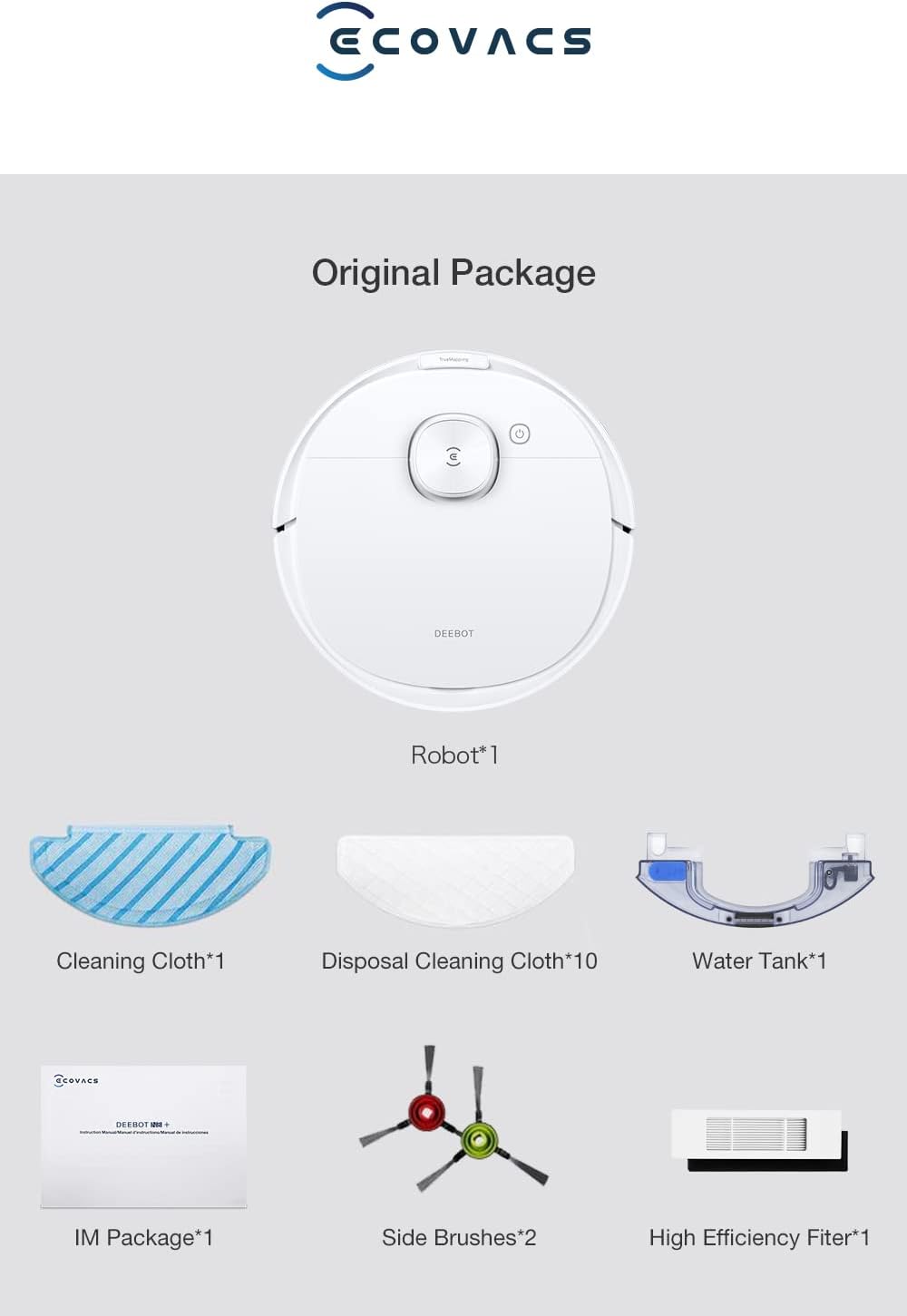 ECOVACS Robot Vacuum Cleaner Deebot N8+ and Mop with Auto-Empty Station, Powerful 2300Pa Suction,Advanced Laser-Based LiDAR Navigation, Multi-Floor Mapping,Up to 110 Minutes Runtime(1 Year Warranty)