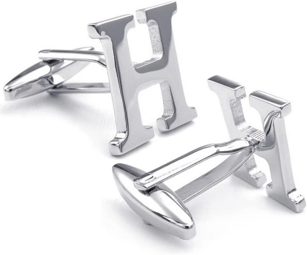 HONEY BEAR Men's Stainless Steel Alphabet Cufflinks with Wrist Collar Wedding Gift