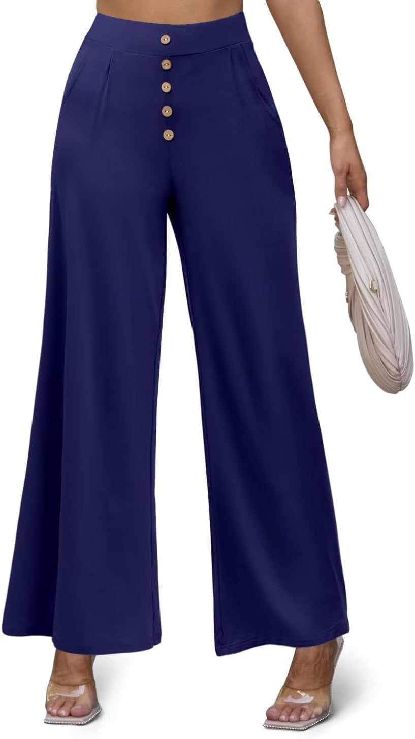 JZC Women's Wide Leg Casual Pants Cross Waist Palazzo Lounge Pajama Flowy Pants Yoga Sweatpants with Pockets