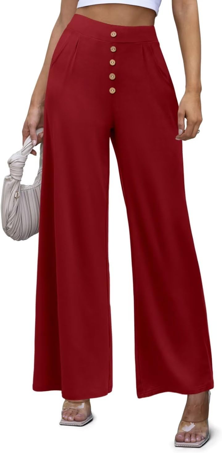 JZC Women's Wide Leg Casual Pants Cross Waist Palazzo Lounge Pajama Flowy Pants Yoga Sweatpants with Pockets