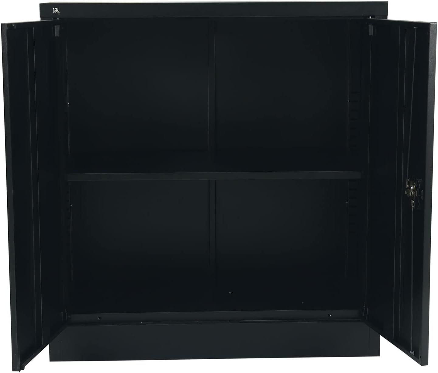 RIGID Office Cupboard Low Height, Steel Filing Cupboard, Cabinet with Shelves Storage Compartment (Black)