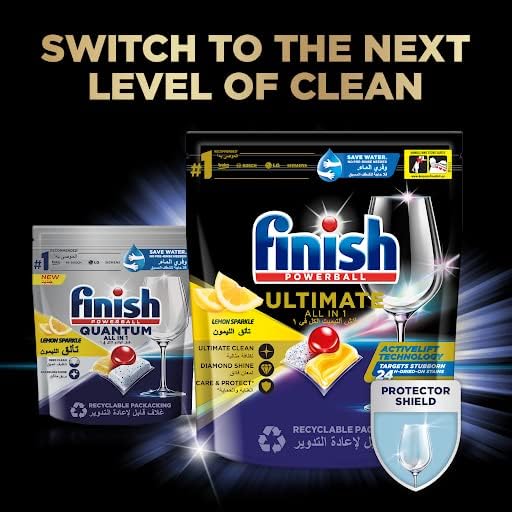 Finish Powerball Quantum ALL in 1 Dishwasher, Lemon Sparkle, 200 Tablets (50x4)