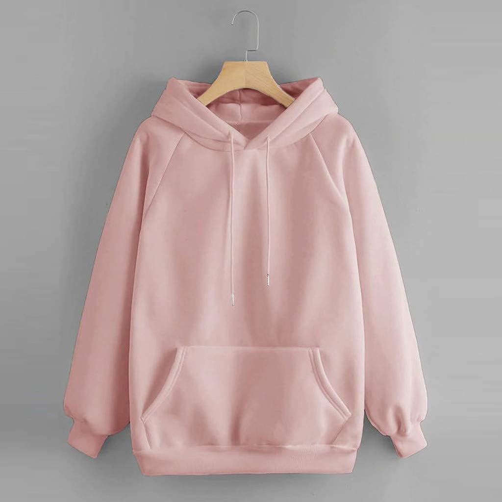 Women Hoodie Sweatshirt Fankle Sale Long Sleeve Drawstring Solid Tops Blouse Coat with Pockets