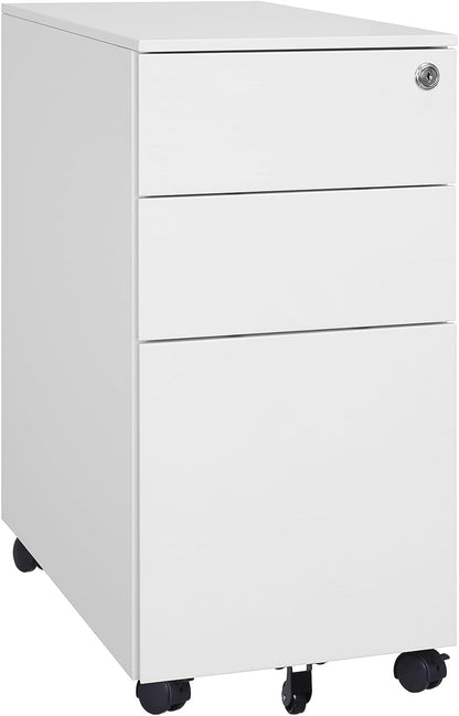 prowork Ivar Home Office Cabinet Drawers, Mobile Pedestal 3 drawer, Side Open Office Storage Is Classic In Finish, Fitted With 3 Utility Drawers of Different Sizes - Black (White)