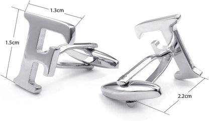 HONEY BEAR Men's Stainless Steel Alphabet Cufflinks with Wrist Collar Wedding Gift