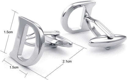 HONEY BEAR Men's Stainless Steel Alphabet Cufflinks with Wrist Collar Wedding Gift