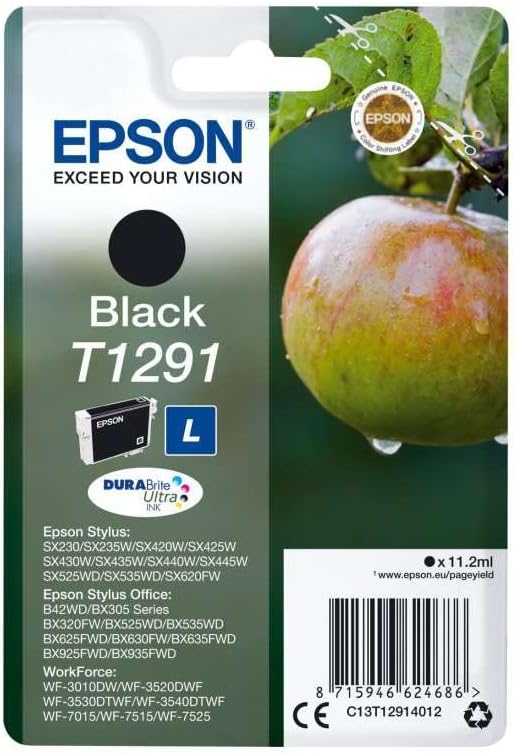 Epson Ink Cart T129 Retail Pack, Black, Genuine, Amazon Dash Replenishment Ready