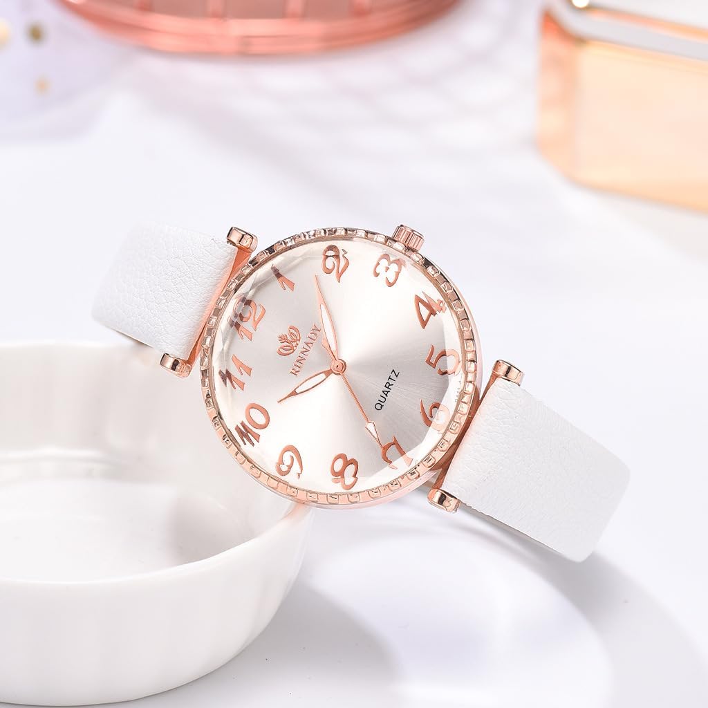 Luxury Womens Watch with Bracelet Gifts Set Rose Gold for Lady Female Elegant Wrist Watches Ladies Stylish Bracelet Watches