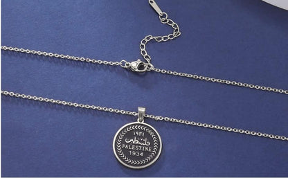 Palestine Coin Necklace - Stainless Steel Palestine Coin Map Necklace for Men Women Car Jewelry Pendant