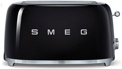 Smeg Tsf02BlUK, 50'S Retro Style 4 Slice Toaster,6 Browning Levels,2 Extra Wide Bread Slots, Defrost And Reheat Functions, Removable Crumb Tray, Black, 1 Year Warranty