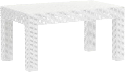 Plastdour Side Table Outdoor Low Table Patio Furniture Plastic Side Table Square Table Rattan Furniture Balcony Table Side Table Outdoor Patio Furniture Rattan Table Garden Table – 50x50x40 cm (White)