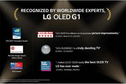 LG OLED TV 65 Inch G1 Series Gallery Design 4K Cinema HDR webOS Smart with ThinQ AI Pixel Dimming, OLED65G1PVA, Model 2021