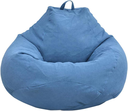 Bean Bag Chair Sofa Cover (No Filler), Lazy Recliner High Back Large Bean Bag Storage Chair Cover Bag,for all ages, No Filler (Blue)