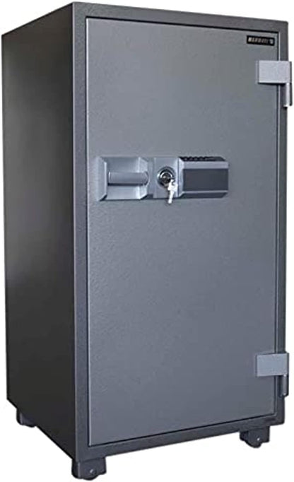 Mahmayi Secureplus 680-4Dk 4 Drawer Fire Filing Cabinet 222Kgs - Secure Steel Safe with Centralized Lock, Stylish Grey Finish for Office Use and Document Protection (4 Drawers, Key + Dial)