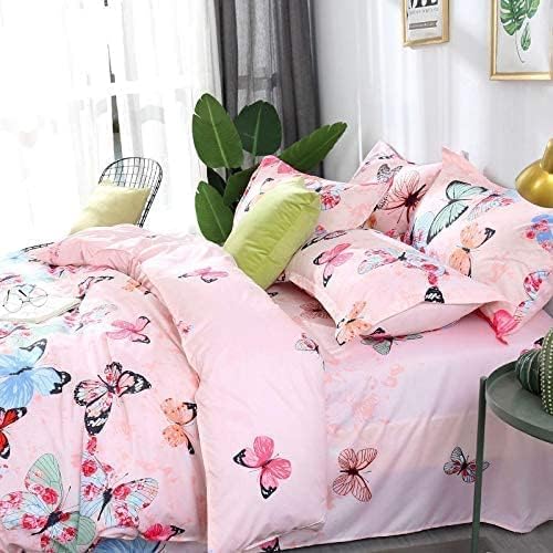 Golden Home King Size/Single Size Bedsheet duvet cover pillow case 6pcs One Set High Cotton Quality Bedding Set Kids' Duvet Covers (Blue＆Pink, Single Size)