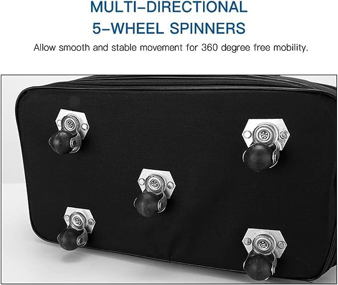 M X M Travel Moving Trolley Luggage Foldable Bag with Wheels XX-Large 30kg/120L â€“ Waterproof Zipper Extendable Duffel Organizer Bag (Black-A)