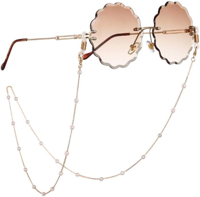 Sither Pearl Sunglasses Chian Reading Glasses Chain Strap Necklace for Women