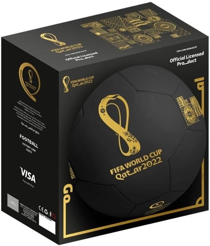 FIFA World Cup Football with Inflatable Pump, Pro Football Size 5, Excellent Bounce and Shape Retention,Official Match Professional High Grade PU Leather Black & Gold